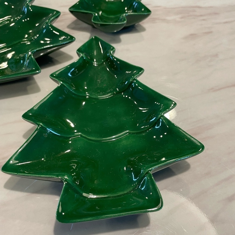 VINTAGE '91 CERAMIC NESTING XMAS TREE CANDY/NUT TRINKET DISHES